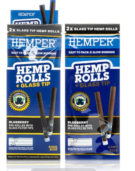 Hemper | King Size w/ Glass Tips | 2pk Bluebery