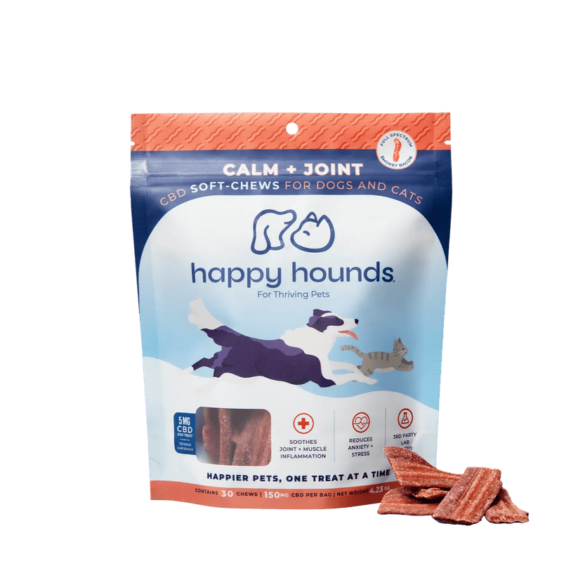 Happy Hounds | CBD Pet Chews | Calm + Joint | Bacon Flavor | 150mg