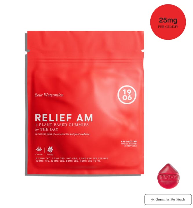 PAIN RELIEF AM - SOUR WATERMELON [4PK](100MG THC/120MG CBD/80MG CBG/40MG CBC)