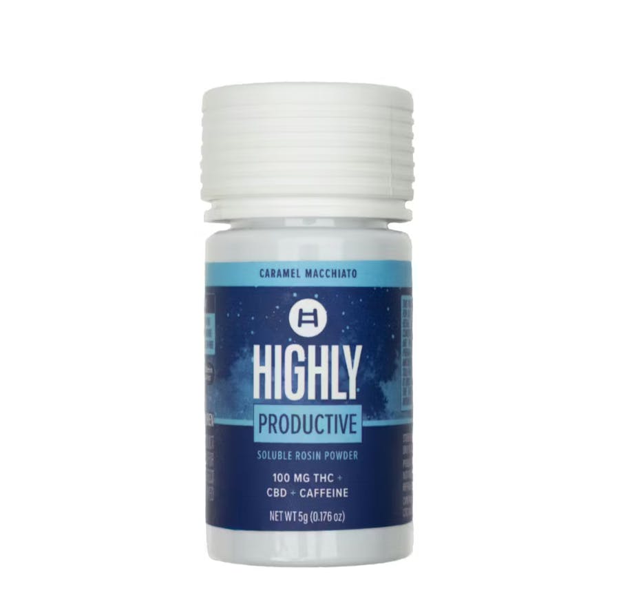 HIGHLY PRODUCTIVE: CARAMEL MACCHIATO THC:CBD:CAFFEINE | SOLUBLE ROSIN POWDER (100MG)