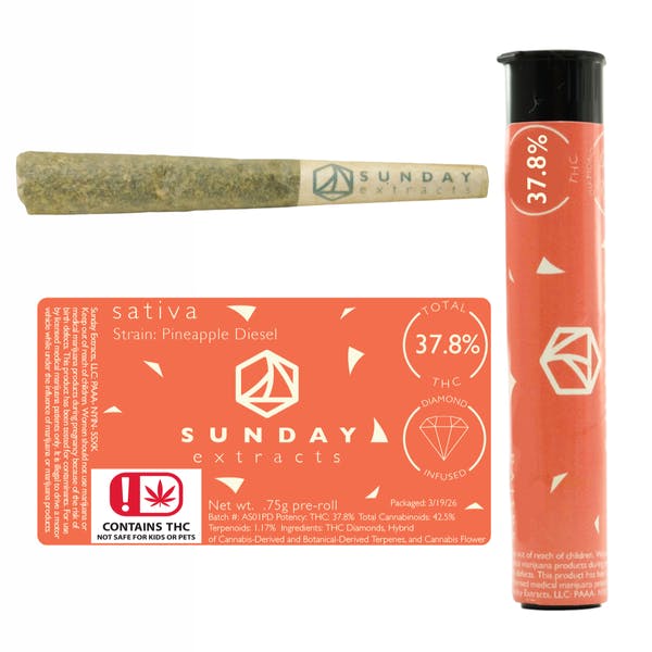 Pineapple Diesel 0.75g Diamond Infused Pre-Roll SDEX (S)