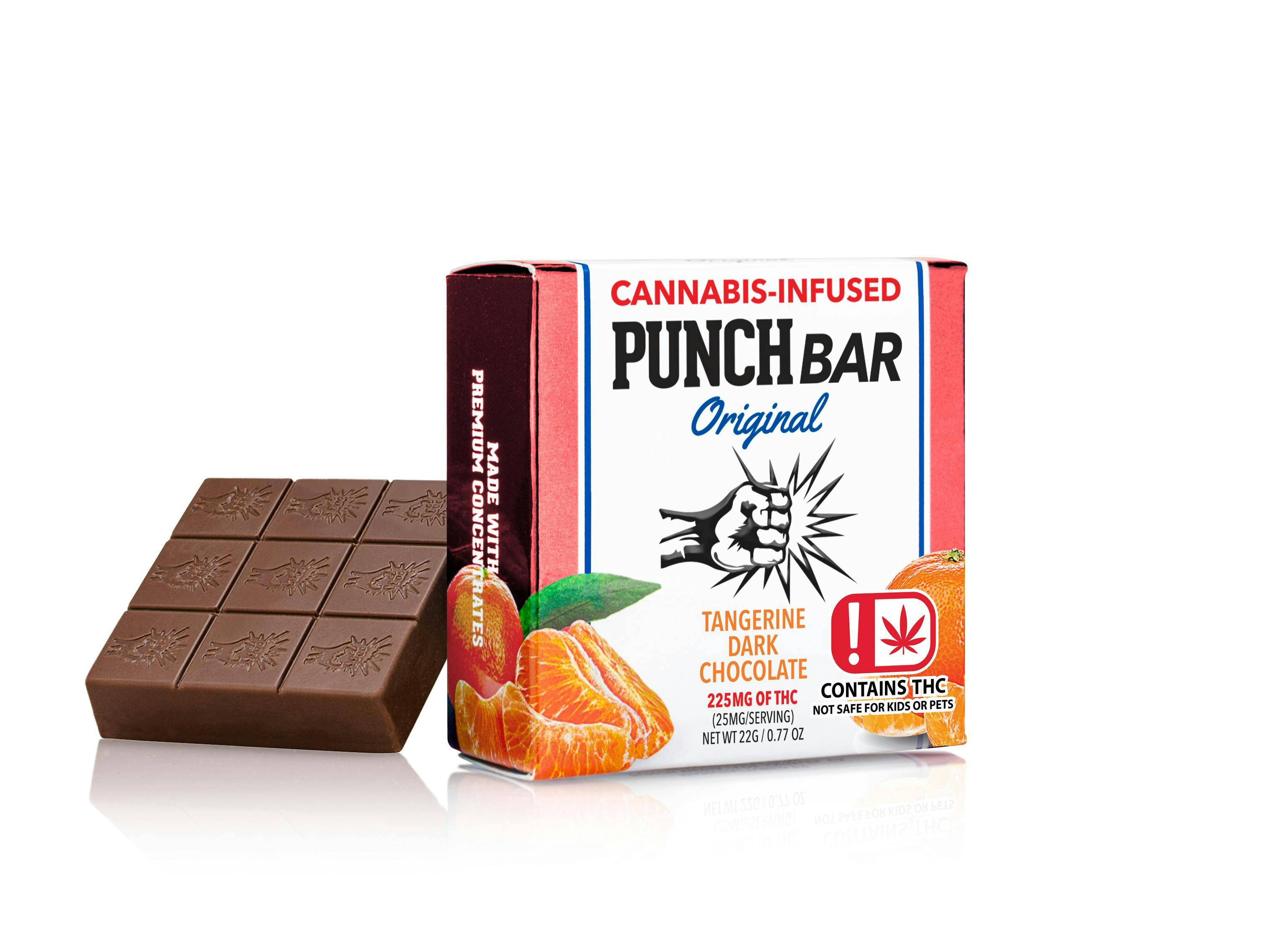 Dark Chocolate Tangerine 225mg Chocolate Bar PNCH
