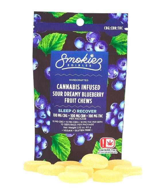 Sour Dreamy Blueberry 1:1:1 THC/CBG/CBN Gummies 100mg SMKZ