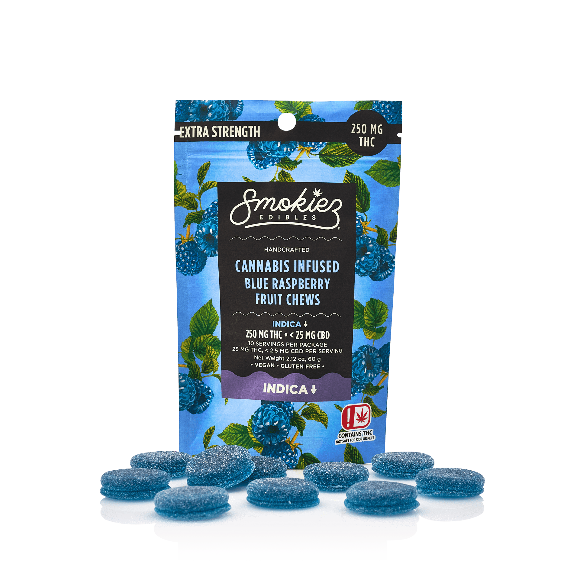 Blue Raspberry Indica Gummies 250mg SMKZ