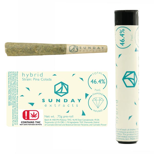 Pina Colada 0.75g Diamond Infused Pre-Roll SDEX (H)