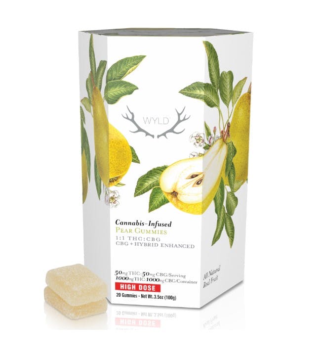 Pear 1:1 THC:CBG 1000mg Gummies WYLD (H)