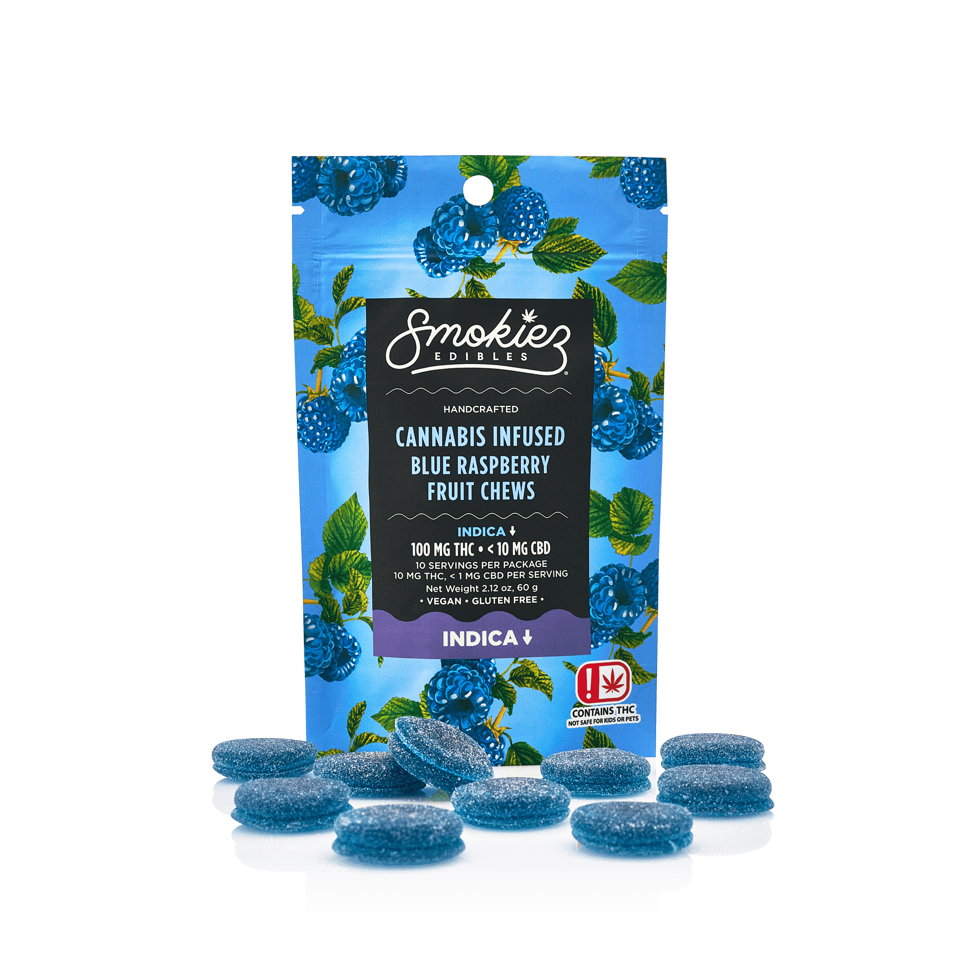 Blue Raspberry Indica Gummies 100mg SMKZ