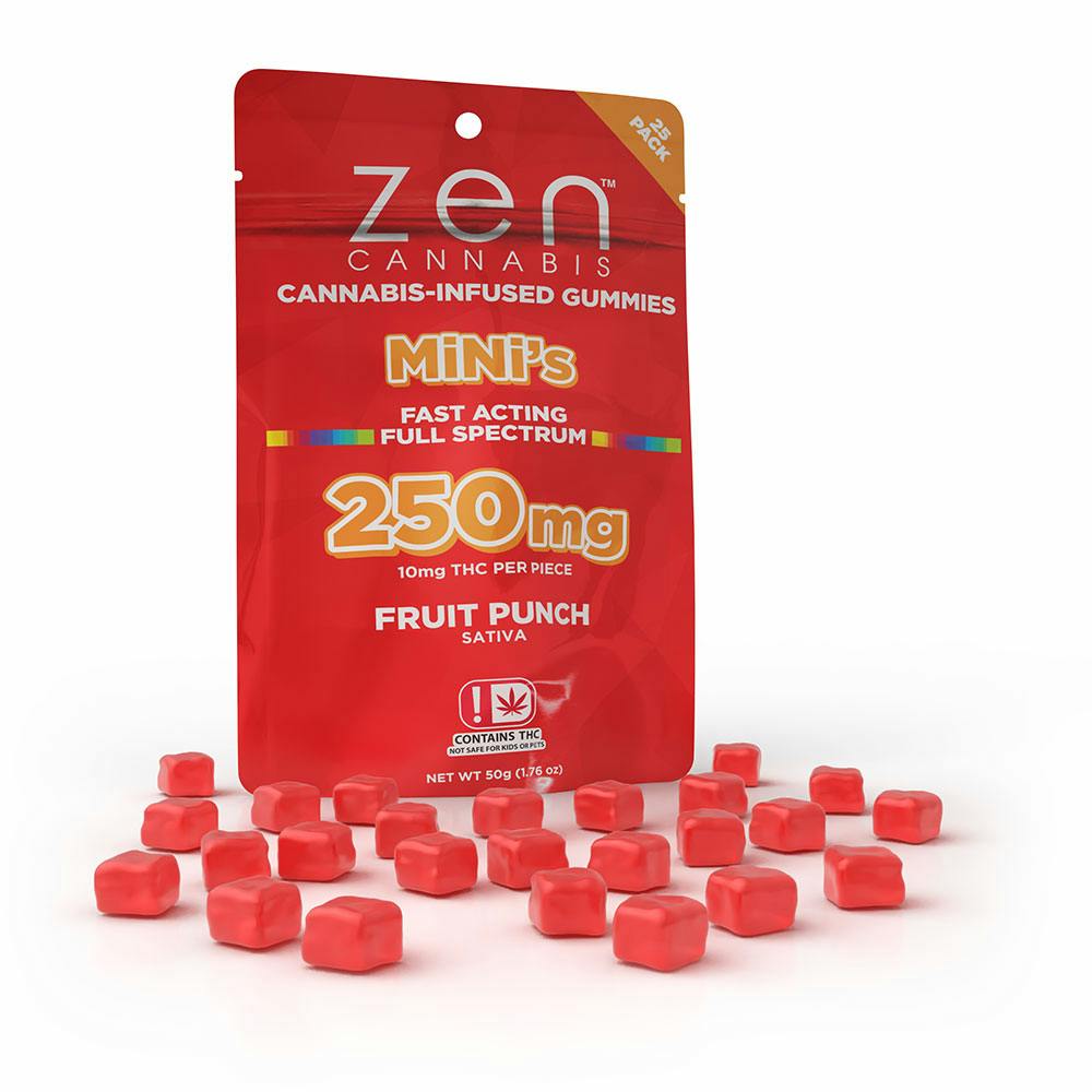 Full Spectrum Fruit Punch Mini Gummies 250mg ZEN (S)