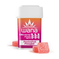 Passionfruit Pineapple 1:1:1 (THC/CBD/CBG) Gummies 100mg [10pk] WANA