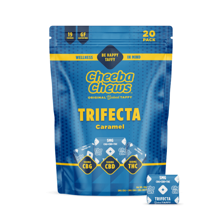 Trifecta Caramel Taffy THC/CBG/CBD 100mg [20pk] Cheeba Chews
