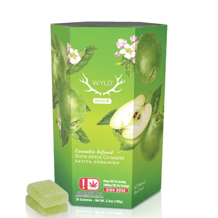 Sour Apple 1000mg Gummies WYLD (S)
