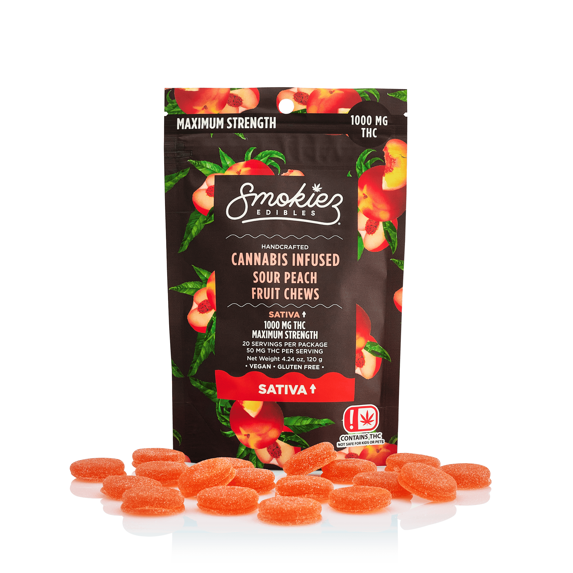 Sour Peach Sativa Gummies 1000mg SMKZ