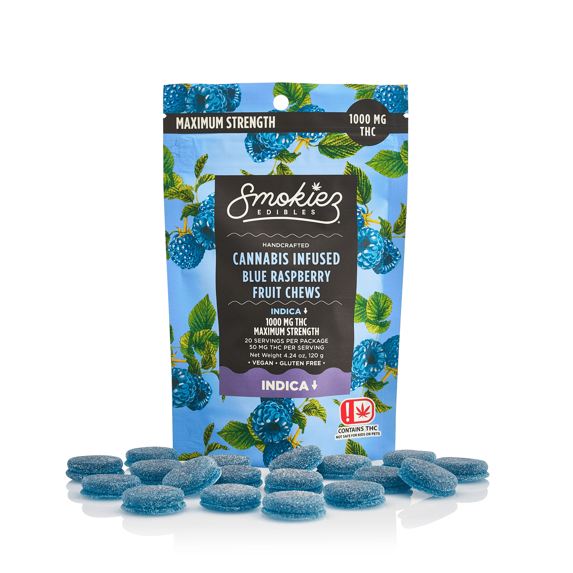 Blue Raspberry Indica Gummies 1000mg SMKZ