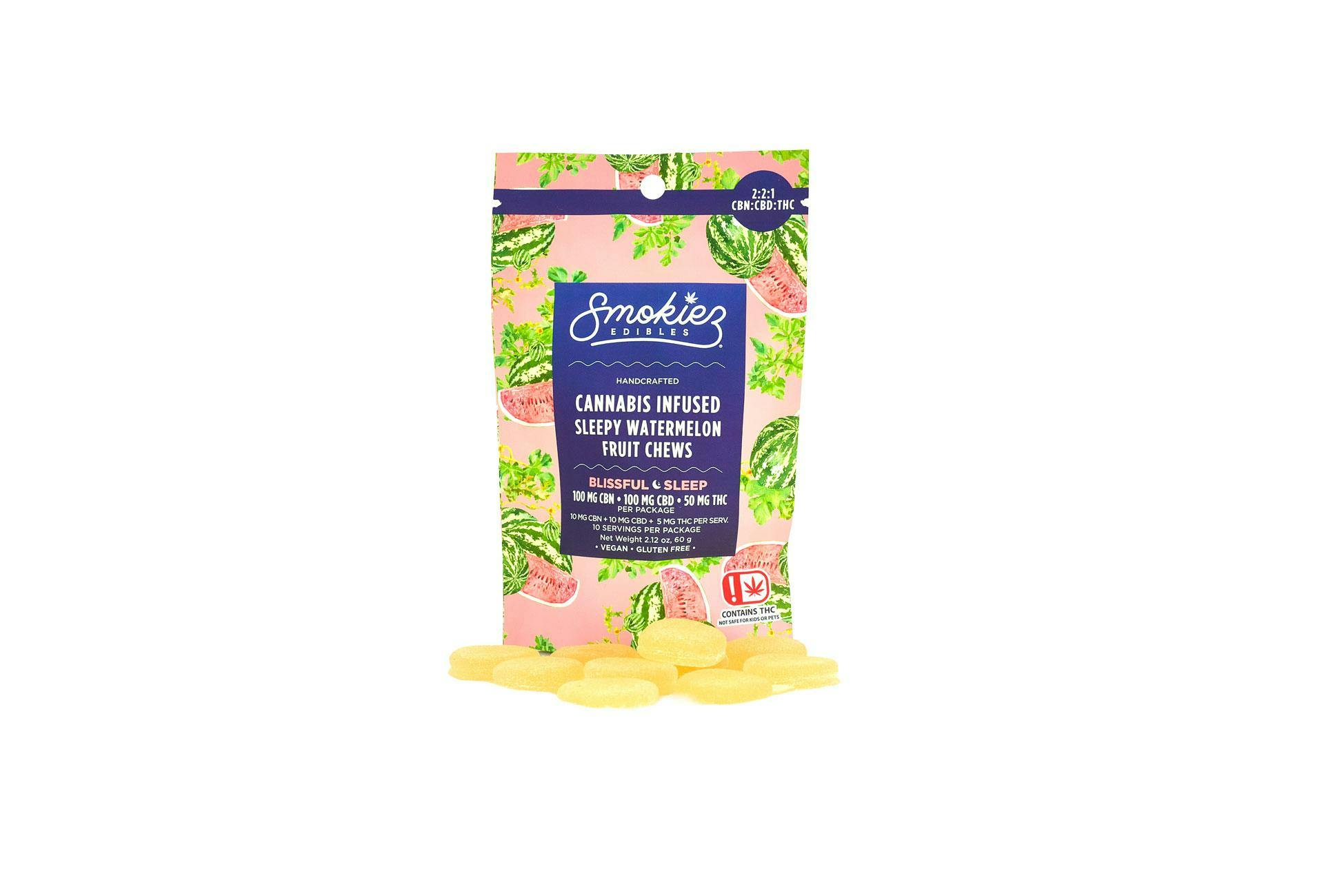 Blissful Sleep Watermelon 1:2:2 50mg THC:100mg CBD:CBN SMKZ
