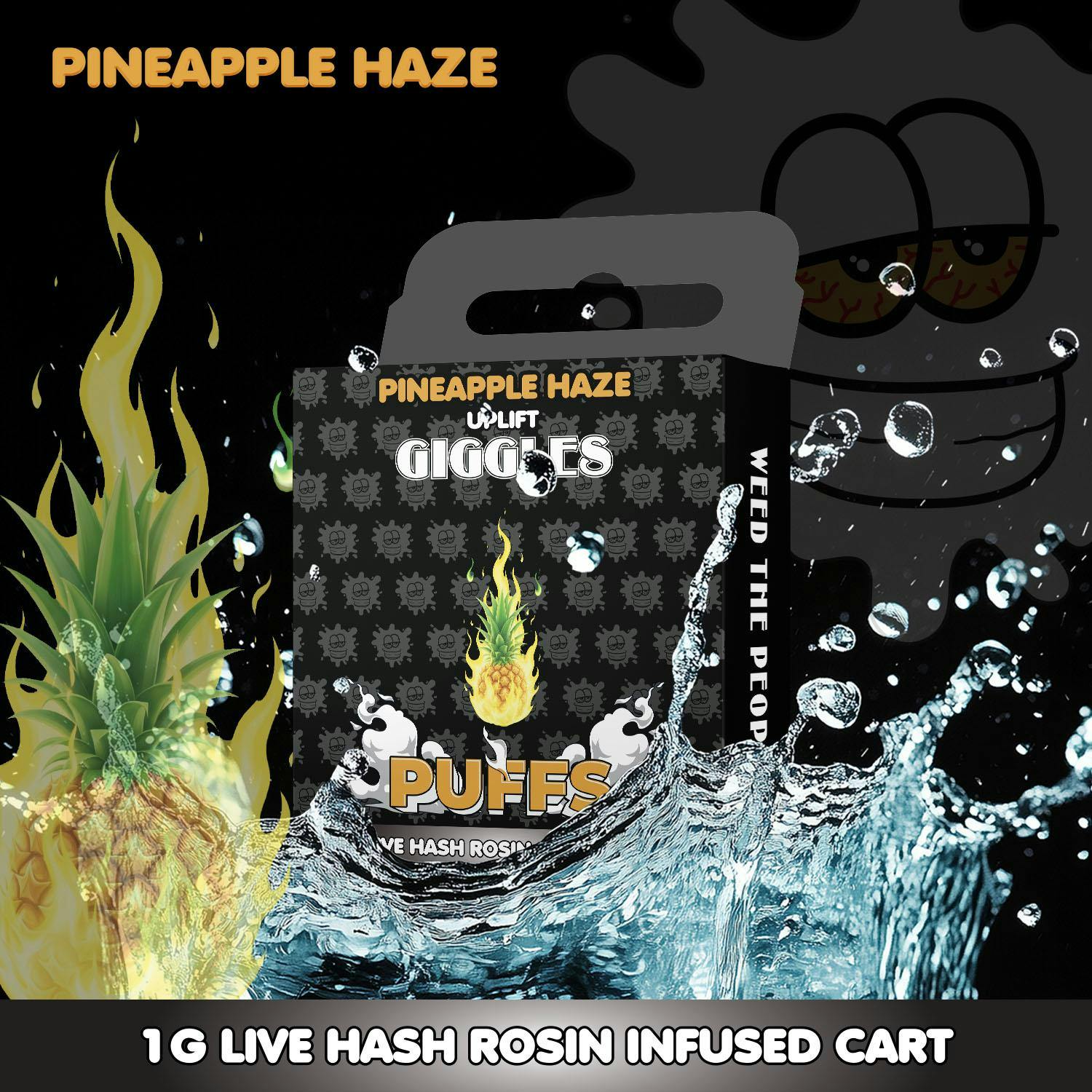 GIGGLES – Pineapple Haze | Live Hash Rosin Infused Vape Cart - 1g