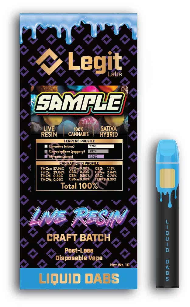LEGIT LABS – Purple Milk | Postless Live Resin Disposable Vape