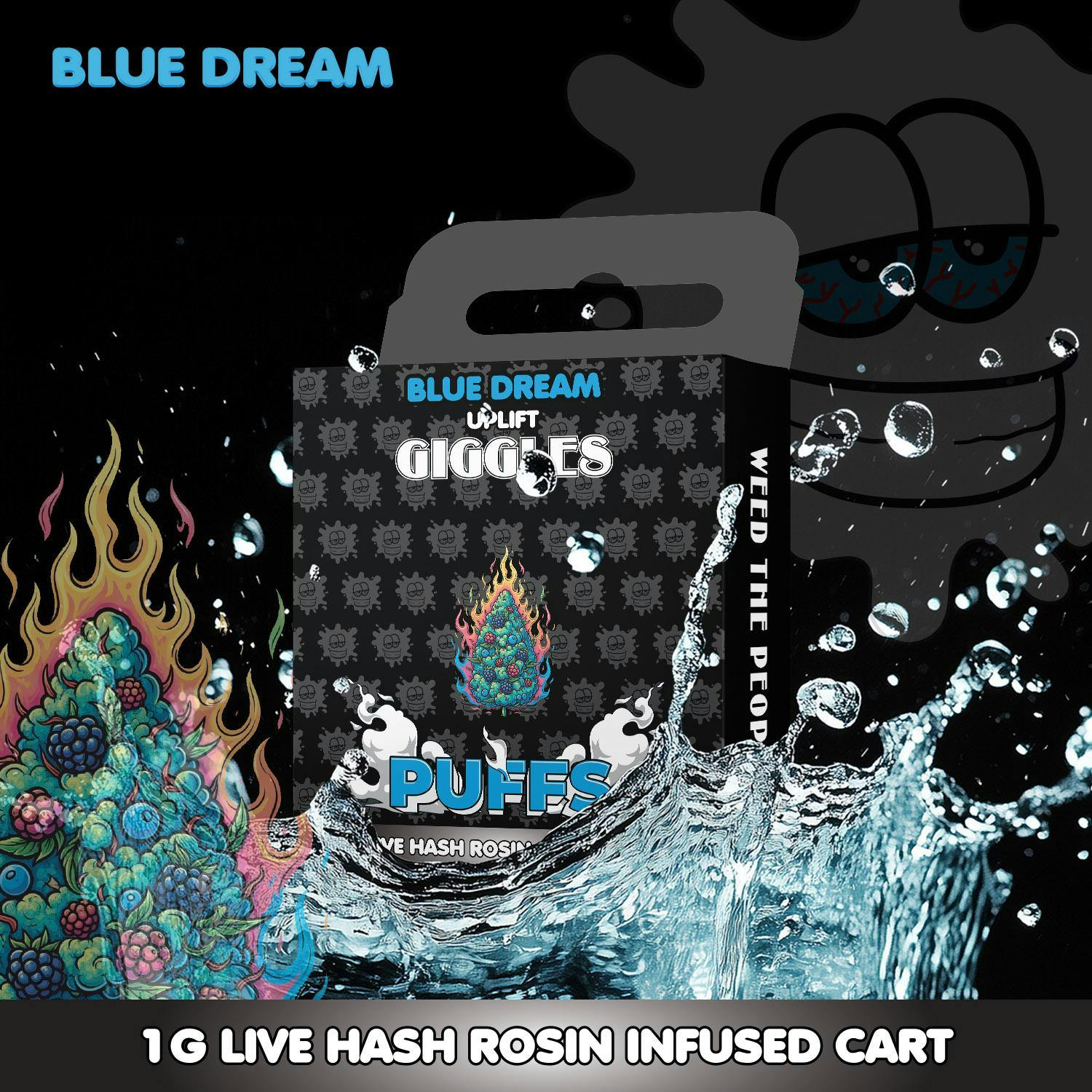 GIGGLES – Blue Dream | Live Hash Rosin Infused Vape Cart - 1g for