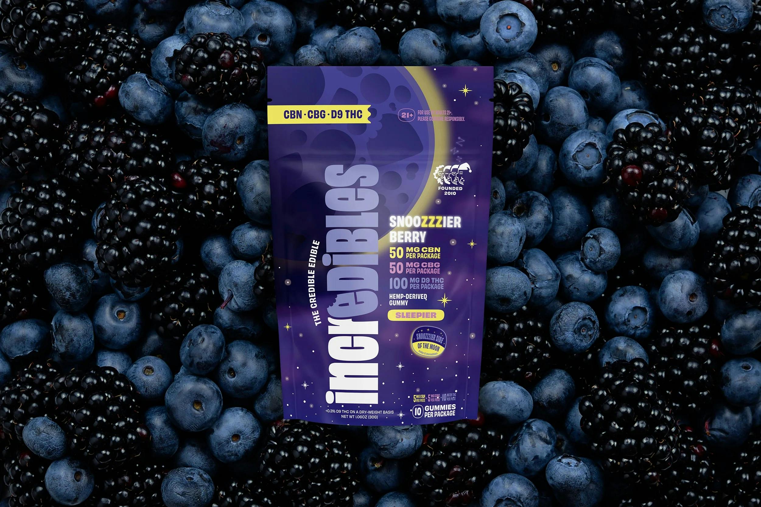 EDIBLE | SNOOZZZIERBERRY 2:1:1 THC:CBN:CBG | 10MG - 200 Mg