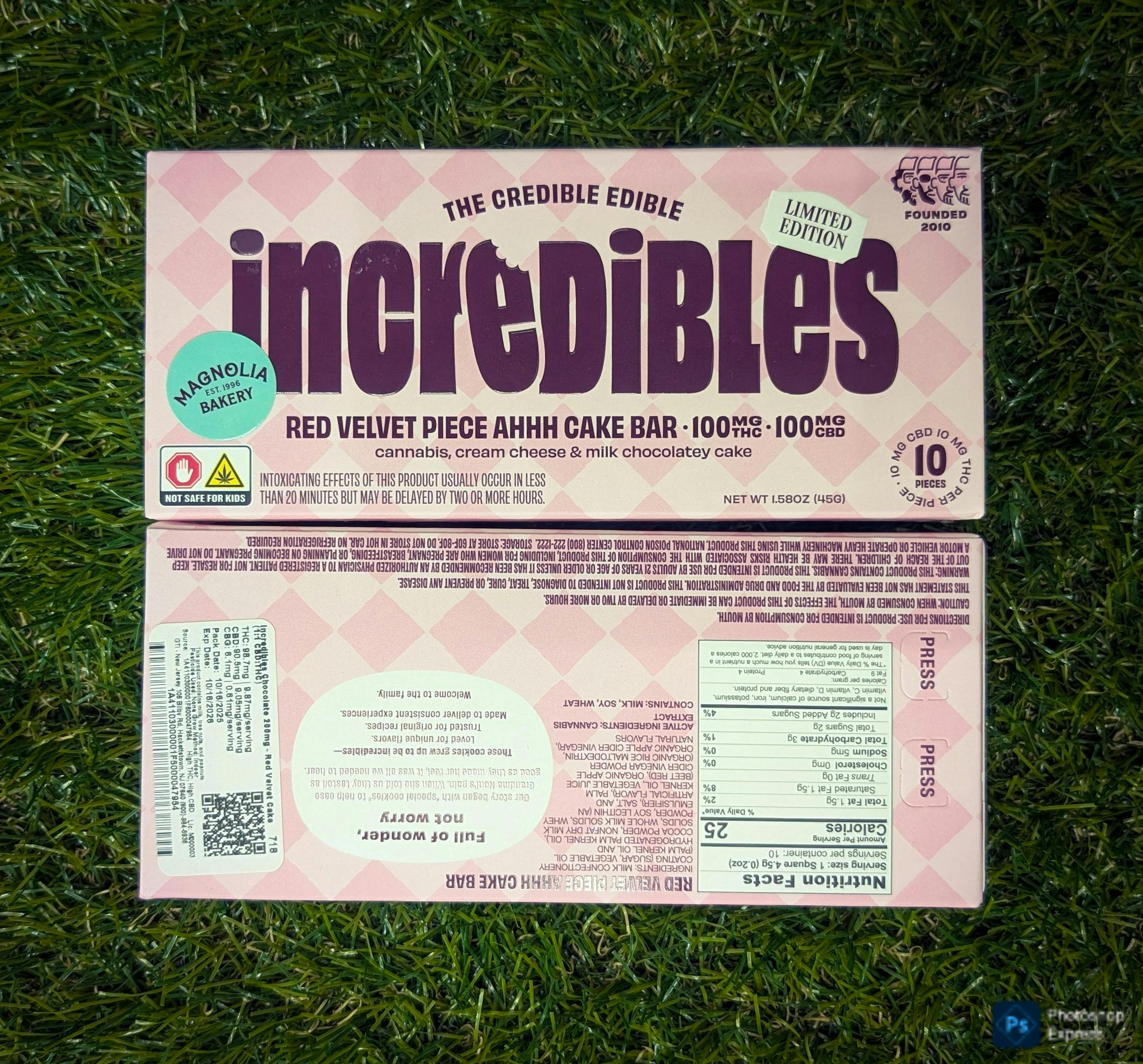 EDIBLE | RED VELVET CHOCOLATE BAR 1:1 CBD:THC | 10MG - 200 Mg