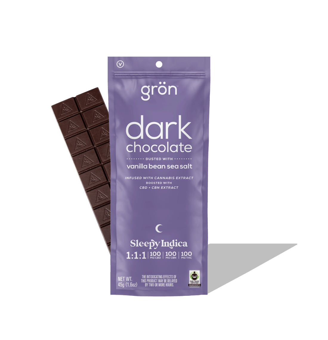 GRON | DARK CHOCOLATE SLEEPY INDICA 1:1:1 CBD/CBN/THC | 100MG/20PK