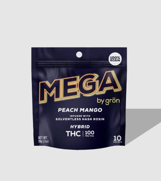 GRON MEGA | PEACH MANGO | 100MG/2PK ROSIN SOFT CHEWS