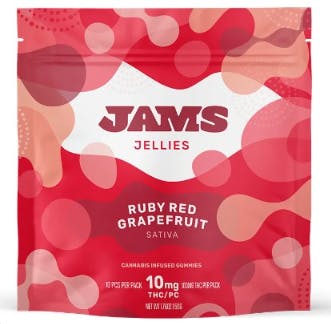 JAMS JELLIES | RUBY RED GRAPEFRUIT | SATIVA | 100MG/10PK SOFT CHEWS