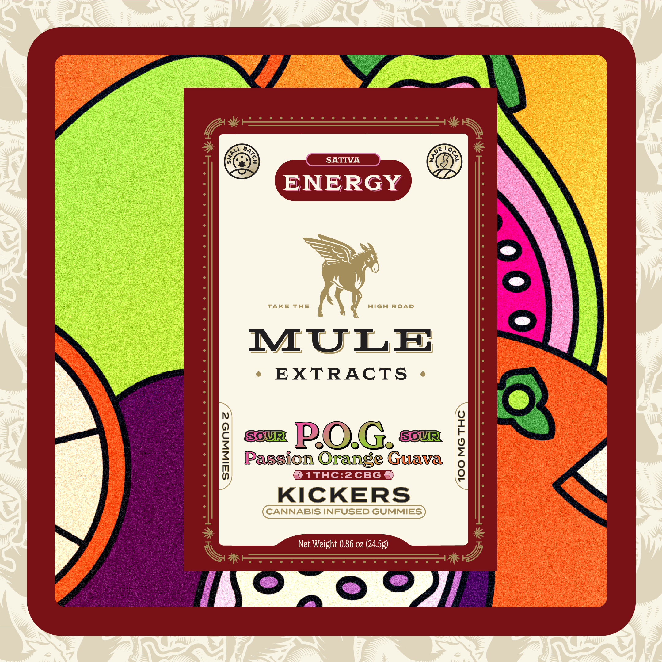 Kicker | Sour POG (S) 1:2 THC:CBG | 100mg/2pk