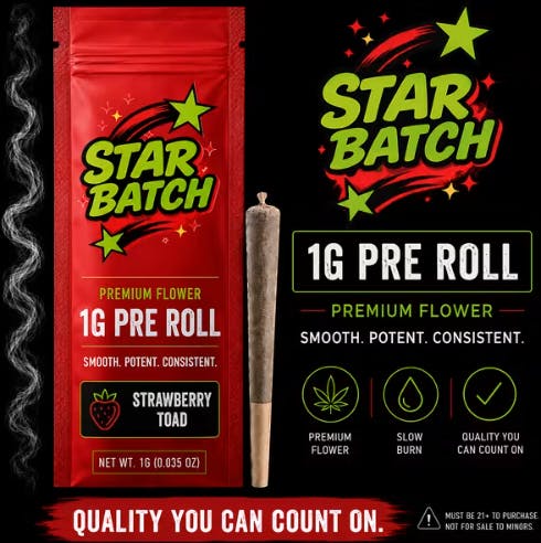 Star Batch | Strawberry Toad | Preroll | Hybrid | 1g
