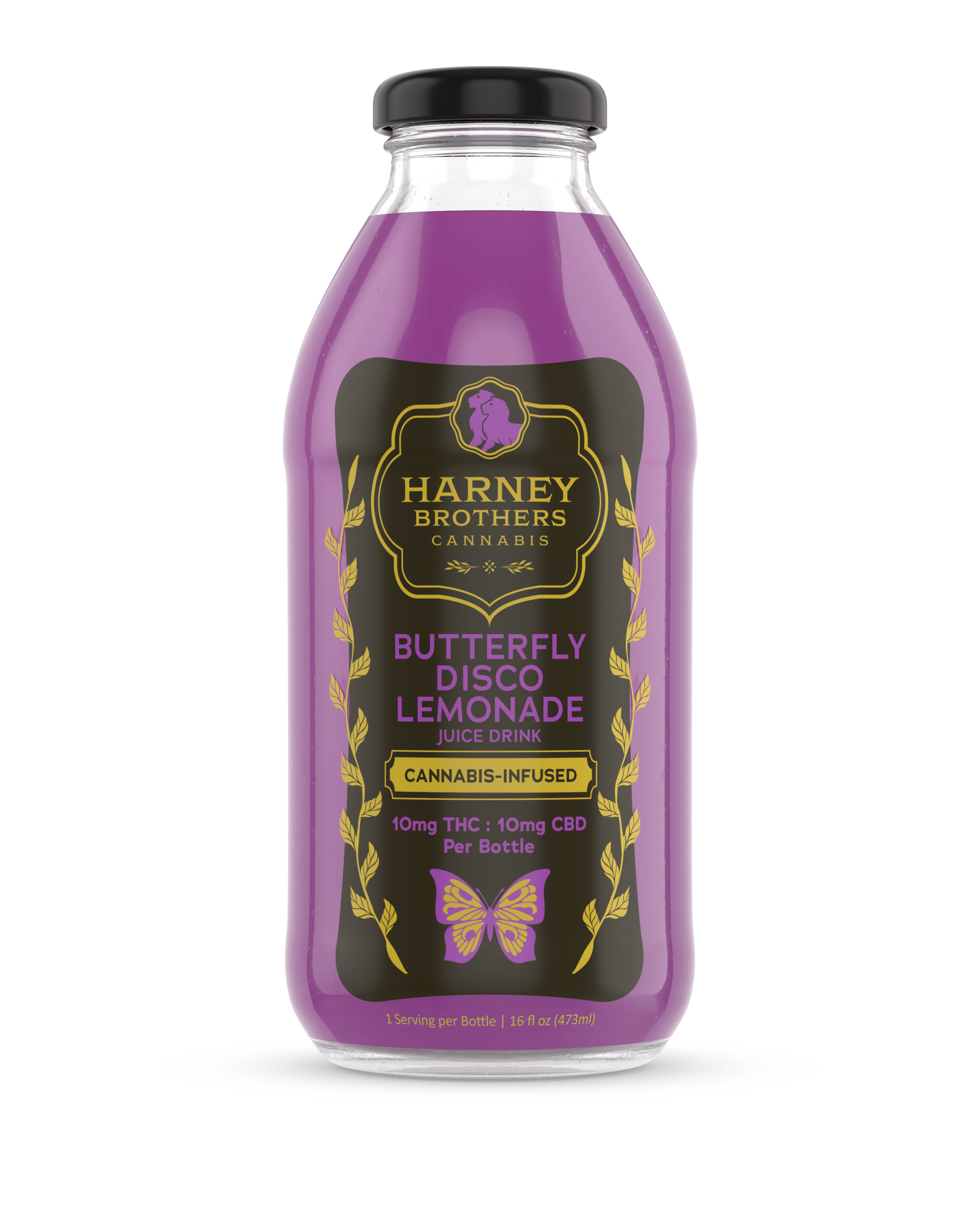 Harney Bros. | Butterfly Disco Lemonade | 1:1 THC:CBD | Bottle | 10mg