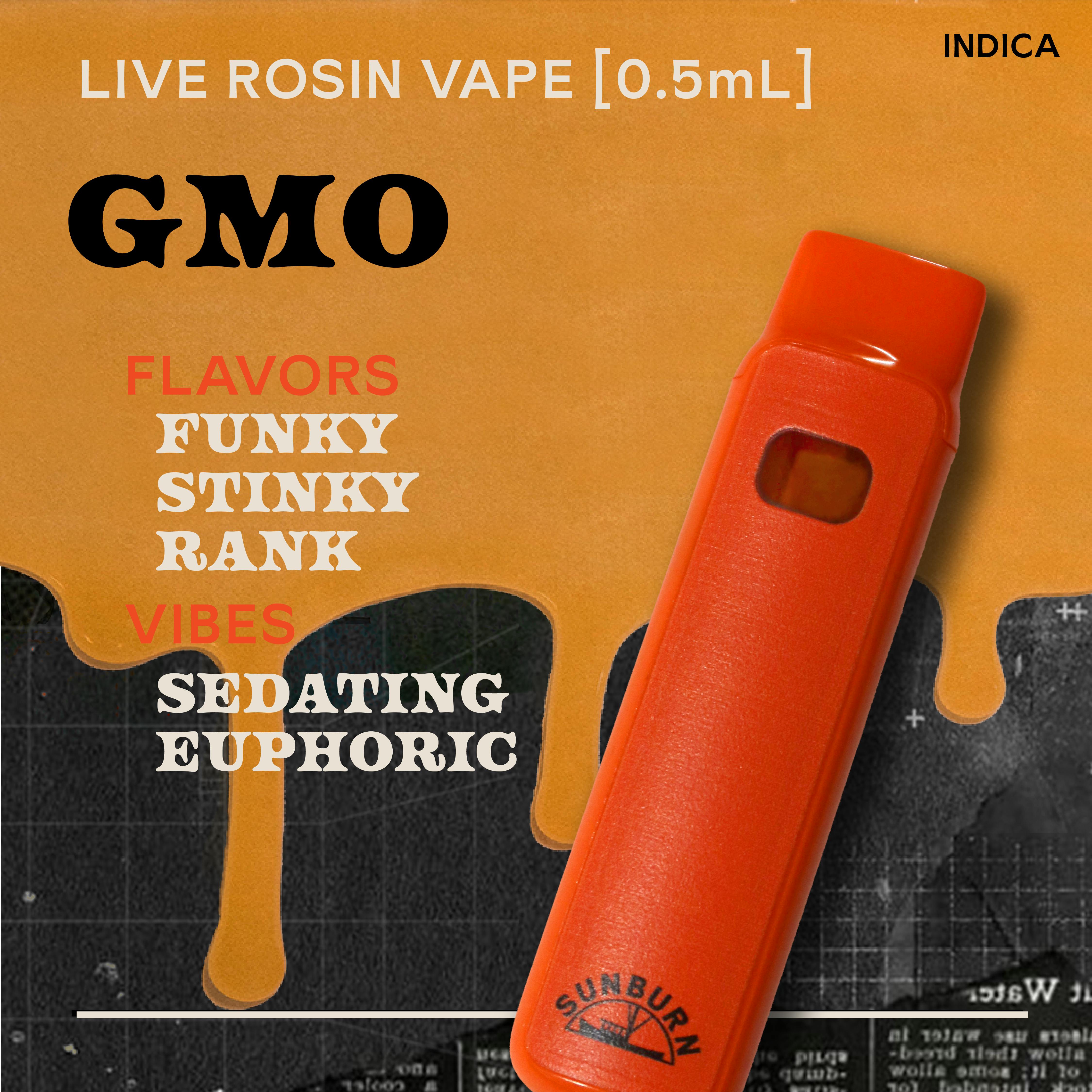 GMO 0.5g Live Rosin Disposable Vape - 0.5993g | Vaporizers | Sunburn |  Sunburn - Tampa (Med) | 2409 South MacDill Avenue Tampa, FL 33629