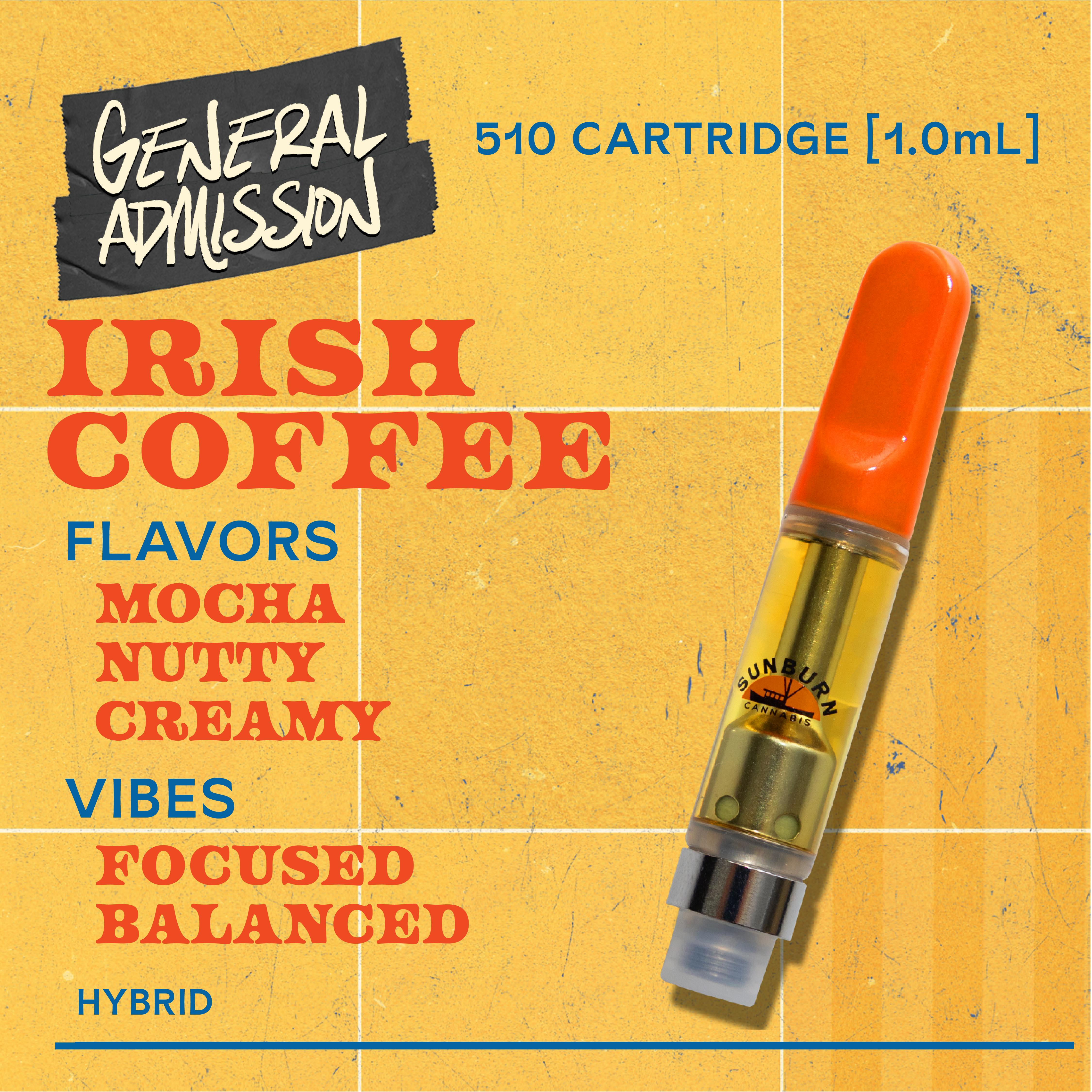 Irish Coffee 1g Cartridge - 1.0559g | Vaporizers | General Admission |  Sunburn - Tampa (Med) | 2409 South MacDill Avenue Tampa, FL 33629