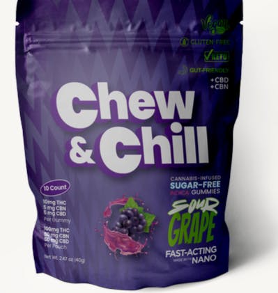 Chew & Chill | Sour Grape | Gummies | Indica | 100mg