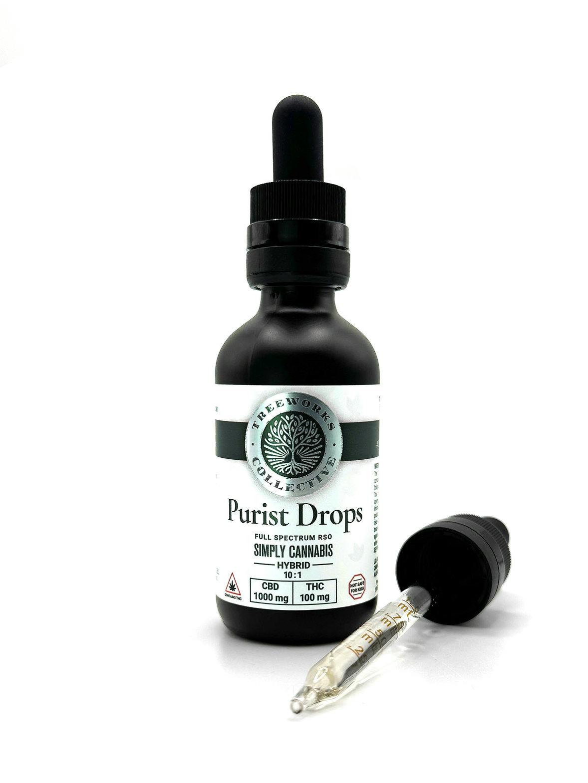PURIST DROPS - HYBRID - 1100MG TAC (1000MG CBD | 100MG THC) | RSO TINCTURE | 100MG
