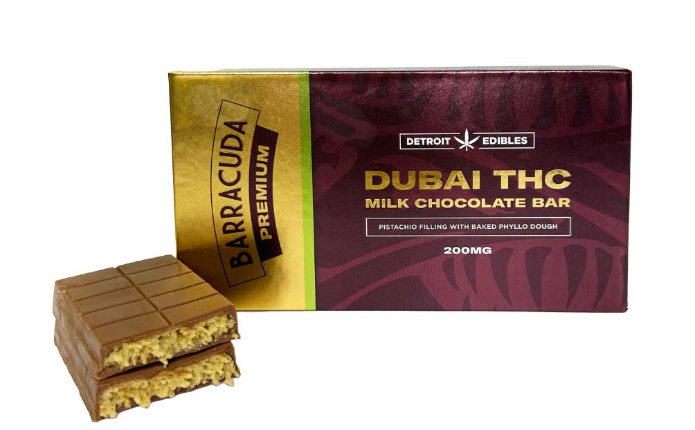 DETROIT EDIBLES Dubai Milk Chocolate | Premium Barracuda Bar