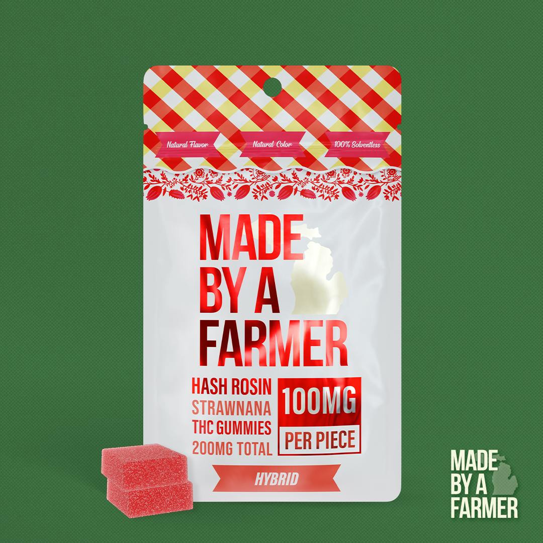 MADE BY A FARMER Strawnana | Hash Rosin 2 Piece Gummies - 200mg