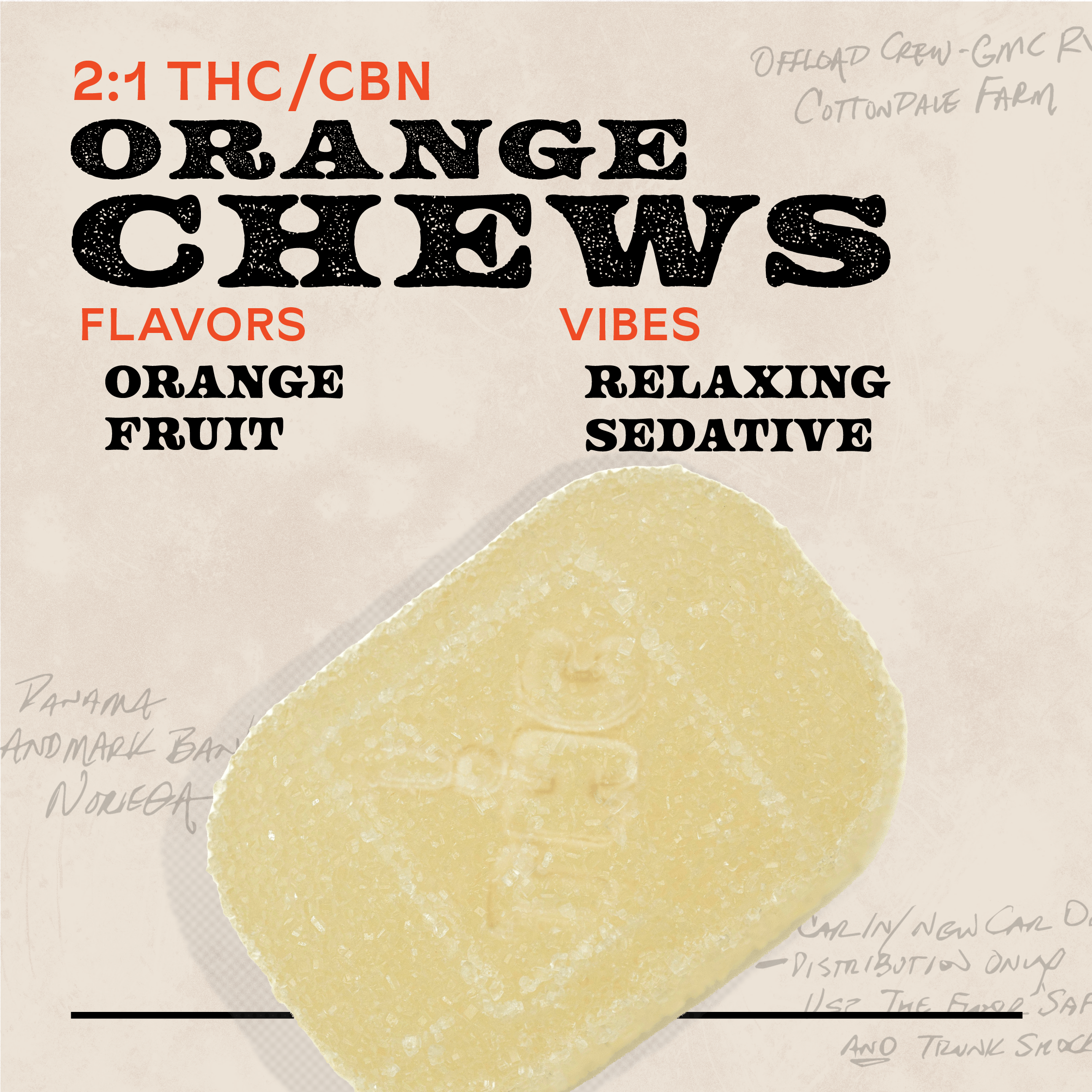 Orange 2:1 THC:CBN 150mg 10pk Chews Indica - 