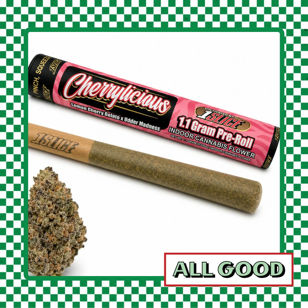 1Slice | Cherrylicious | Pre-Roll | IndHyb | 1.1g