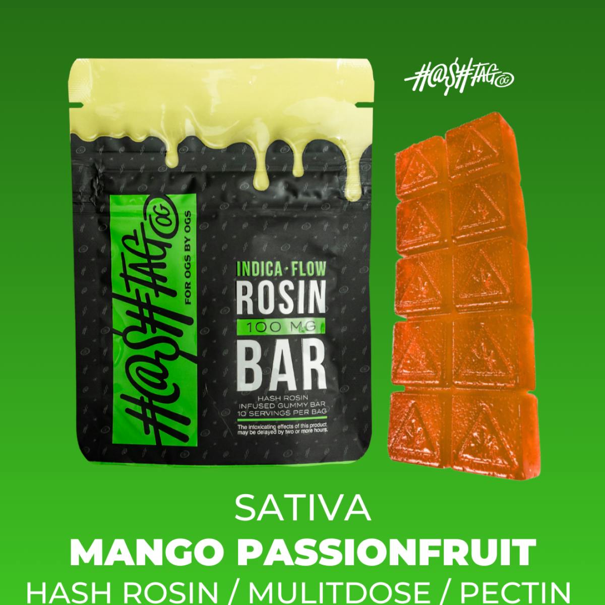 MANGO PASSIONFRUIT GUMMY BAR BY HASHTAGOG - 100 Mg