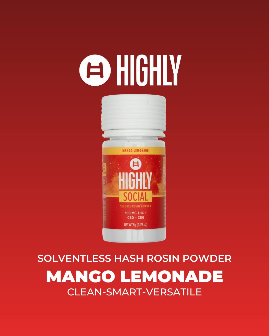 MANGO LEMOANDE SOCIAL ROSIN POWDER BY HGHLY 100MG 1:1:1THC, CBD And CBG