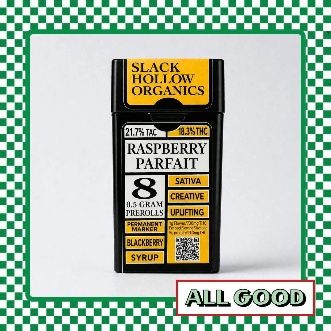 Slack Hollow | Raspberry Parfait | 8pk Pre-Rolls | SatHyb | 4g