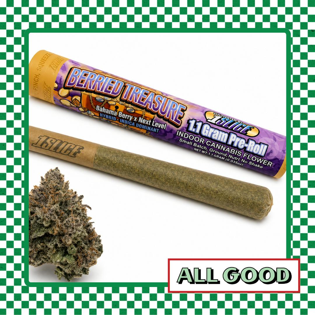 1Slice | Berried Treasure | Pre-Roll | IndHyb | 1.1g