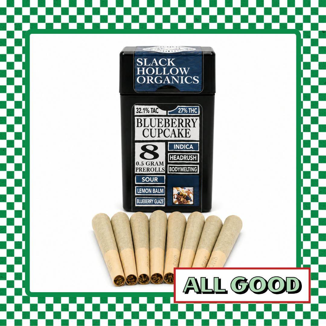 Slack Hollow | Blueberry Cupcake | 8pk Preroll | IndHyb | 4g