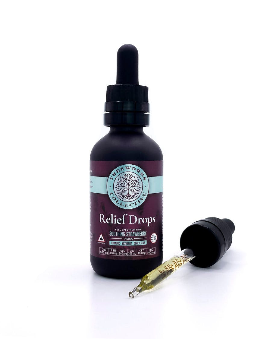 Relief Drops Soothing Strawberry | 5:3:3:1:1 | CBD:CBN:CBG:CBC:THC | 25ml | 100mg