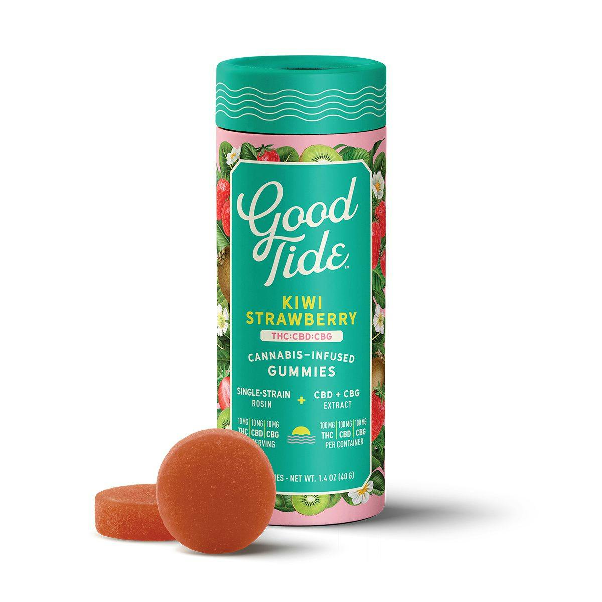 Kiwi Strawberry | THC:CBD:CBG 1:1:1 | Live Rosin | 10pk | 100mg