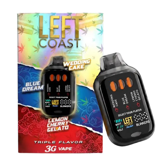 Left Coast Wedding Cake x Blue Dream x Lemon Cherry Gelato AIO Vape, 3 g · Disposable