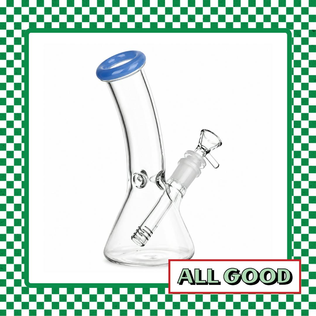 All Good | Bent Neck Glass Bong | 10in | Blue