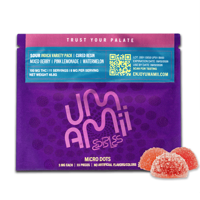 Umamii | Gummy | 33pk | 99mg | SOUR Cured Resin Microdots
