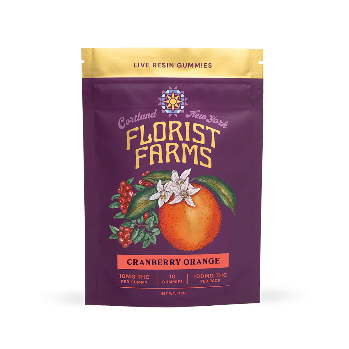 Florist Farms | Gummy | 10pk | 100mg | Live Resin Cranberry Orange