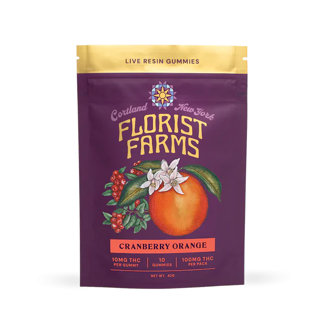 Florist Farms | Gummy | 10pk | 100mg | Live Resin Cranberry Orange