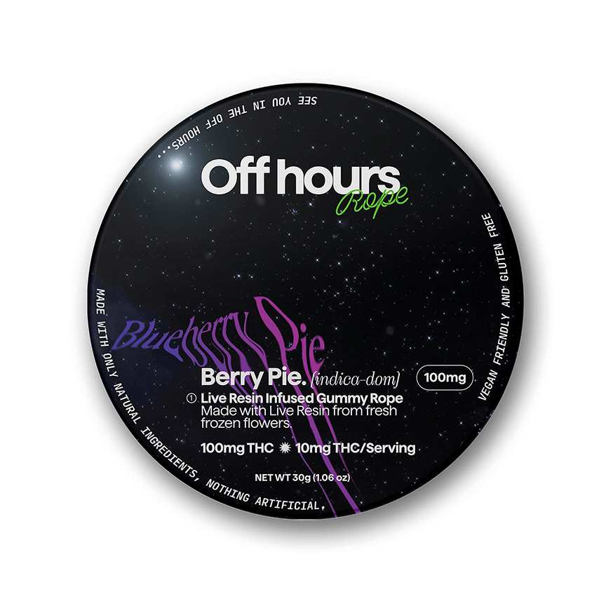 Off Hours | Gummy | 100mg | Live Resin Blueberry Pie ‘Berry Pie’ Rope